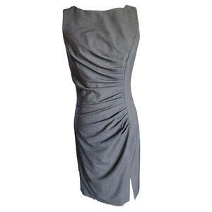 Calvin Klein Gray Ruched Sleeveless Sheath Dress Size S Cocktail Party